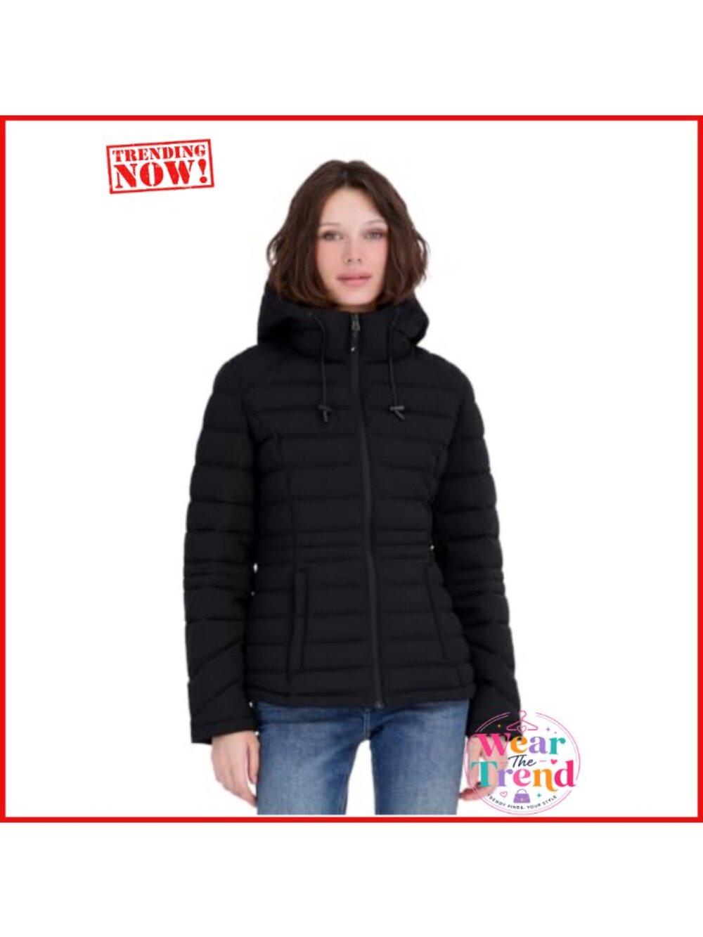 Quilted Packable Stretch Puffer Jacket Hooded Water Resistant Travel Coat